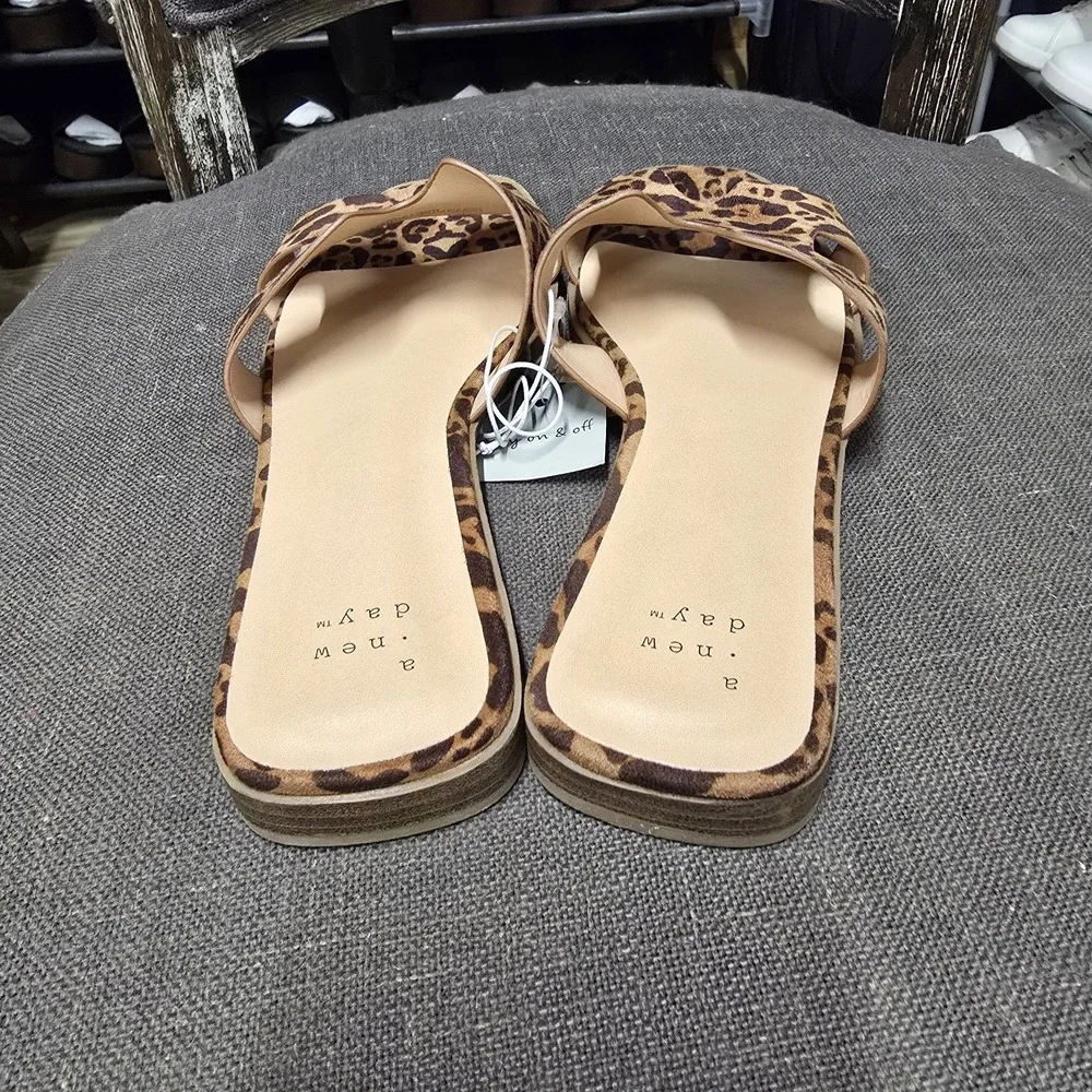 Womens Nina Sandals with Memory Foam Insole A New Day™ Brown Animal Print 11
